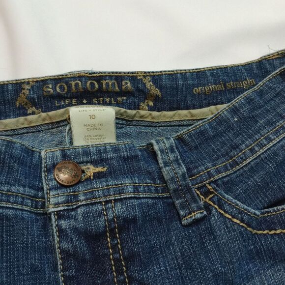 Sonoma Life Style Straight Leg Mom Jeans Covered Back Pocket Stretch Denim sz 10 - Picture 6 of 6